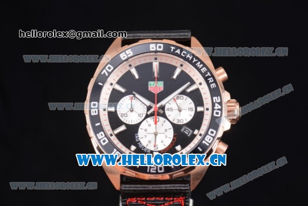Tag Heuer Formula 1 Miyota Quartz Rose Gold Case with Stick Markers Black Dial and Black Nylon Strap - Click Image to Close